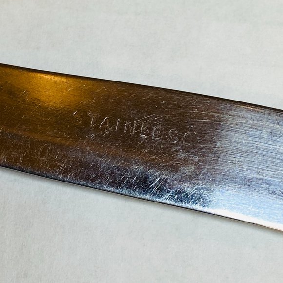 Set of 6 Vintage Bakelite Knives 1960s Faux Wood Handles - Picture 7 of 7